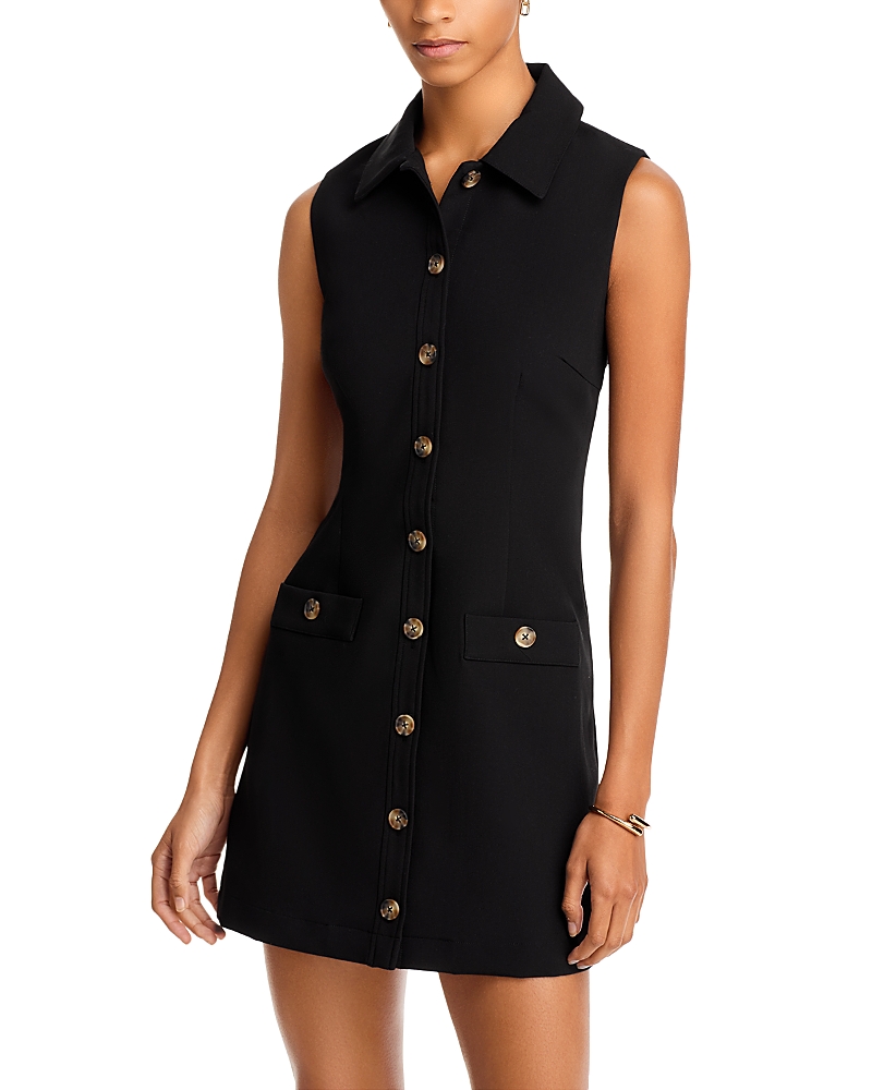 French Connection Azra Button Front Dress In Black