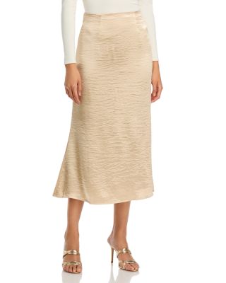 Gracia - Textured Satin Fishtail Midi Skirt