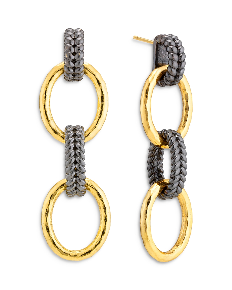 Capucine De Wulf Cleopatra Regal Double Link Drop Earrings In Gold/black