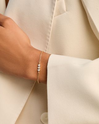 14K Yellow Gold Lab Grown Diamond Trio Bezel Chain Bracelet