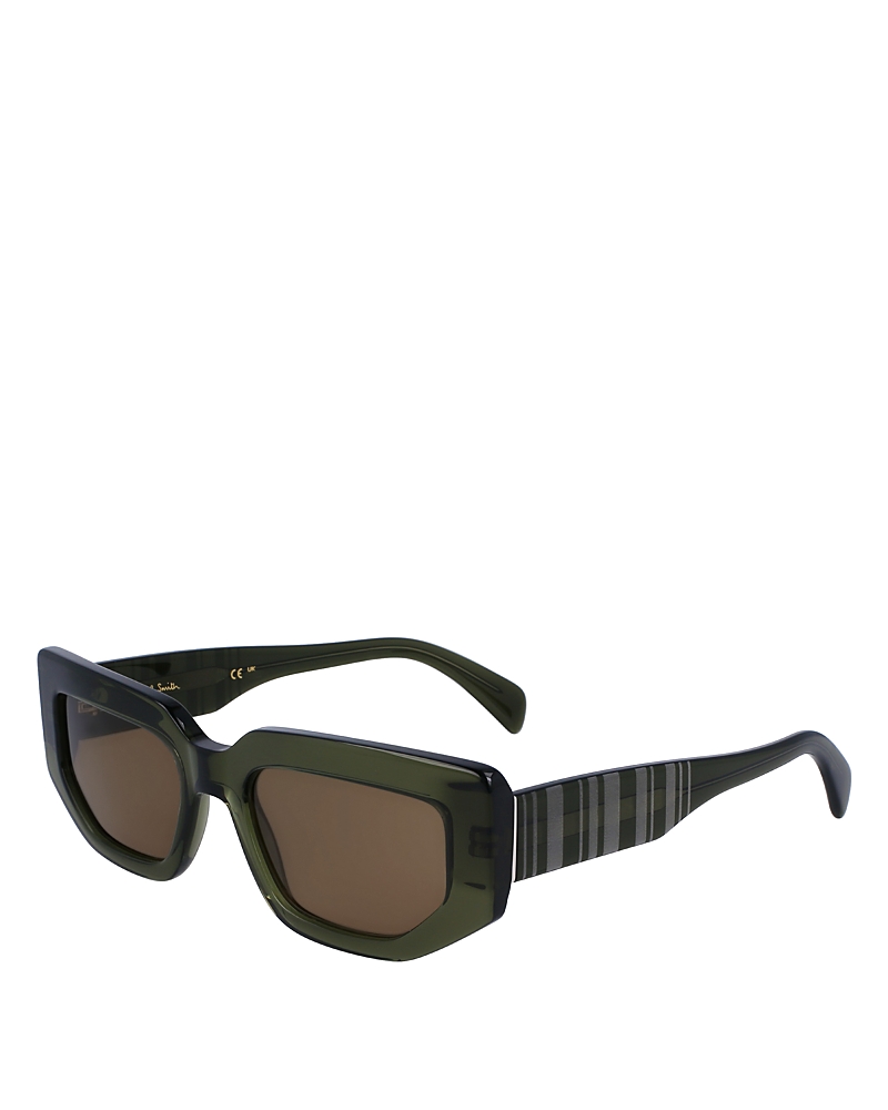 Paul Smith Kennet 54mm Rectangular Sunglasses In Green/brown Solid