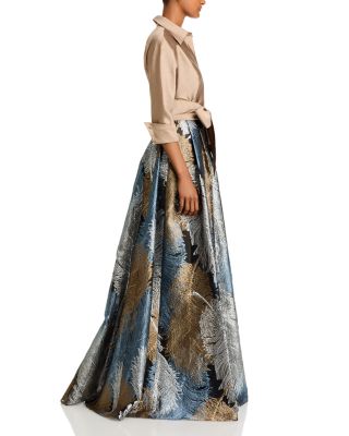 Metallic Jacquard Shirt Dress Gown