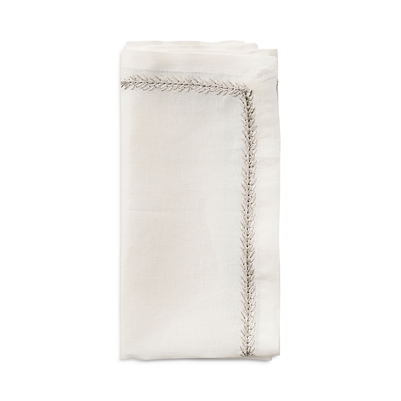 Kim Seybert Jardin Linen Napkin In White/silver