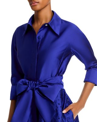 Embroidered Sash Belt Shirt Dress