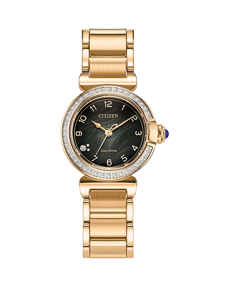 Citizen Womens Gold Tone Stainless Steel Bracelet Watch Em1123-62x In Green/rose Gold