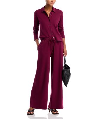 ATM Anthony Thomas Melillo - Collared Button Front Top & Wide Leg Drawstring Pants