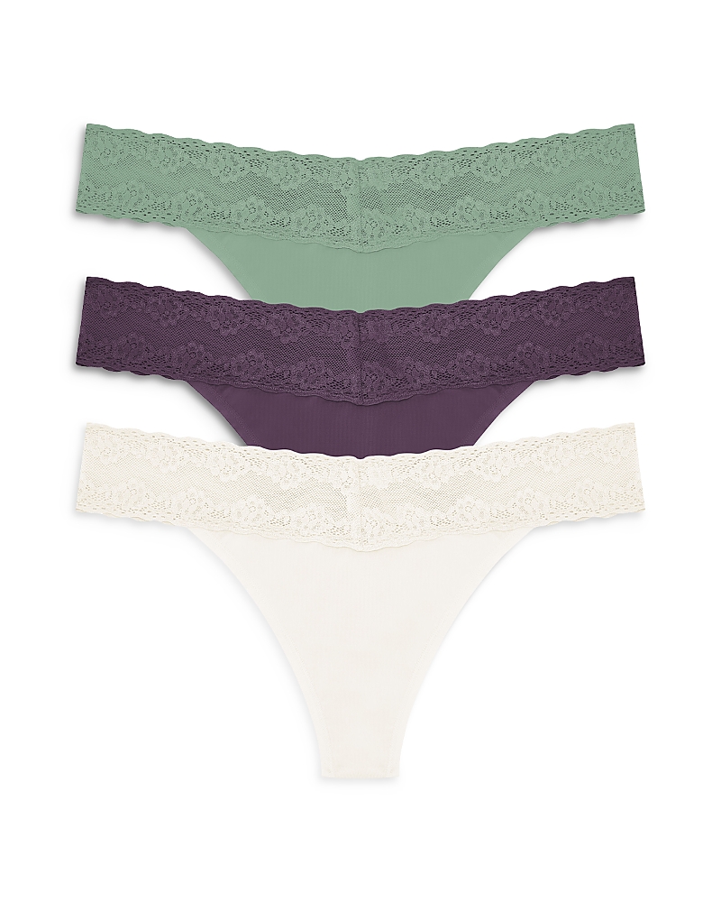 Natori Three-pack Bliss Perfection Thongs In Verbena