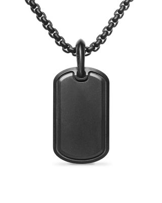 Men's Sculpted Cable Tag in Black Titanium with Black Diamonds, 27mm