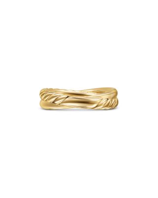 Crossover Two Row Ring in 18K Yellow Gold with Diamonds, 5mm