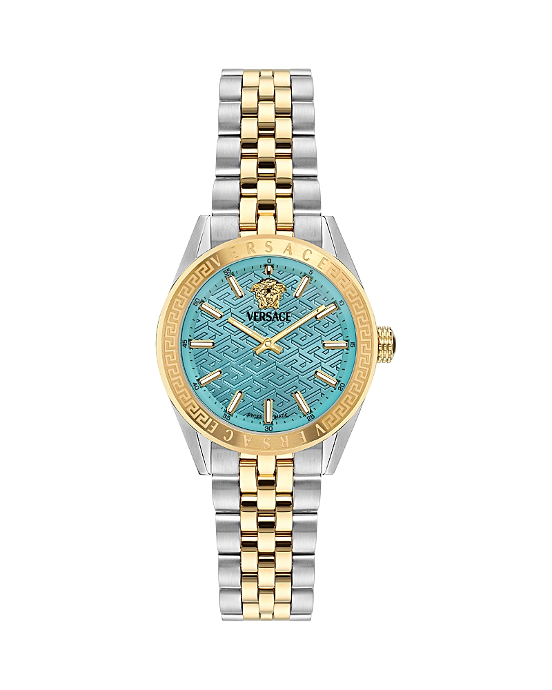 Versace V-code 36mm In Blue/two-tone
