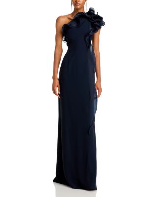 Teri Jon by Rickie Freeman One Shoulder Crepe Column Gown | Bloomingdale's