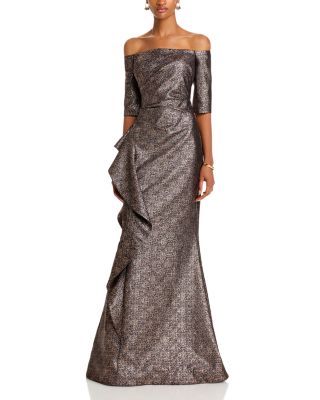 Teri Jon by Rickie Freeman - Jacquard Off The Shoulder Gown