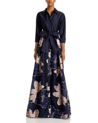 Taffeta Shirt Floral Gown