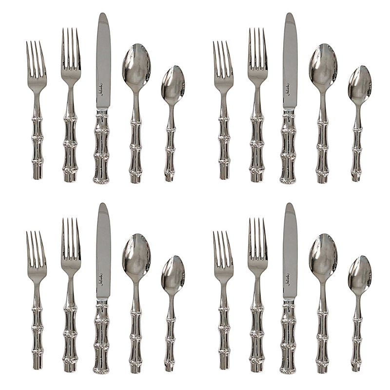Juliska Bamboo 20 Piece Flatware Set, Polished In Silver