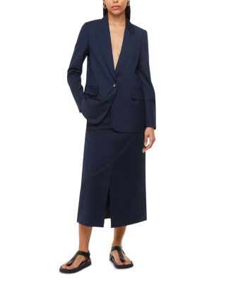 Pinstriped Tailored Midi Skirt