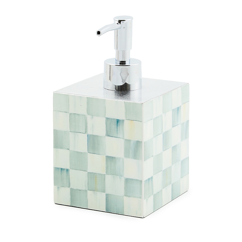Mackenzie-childs Sterling Check Lacquer Soap Pump In Green