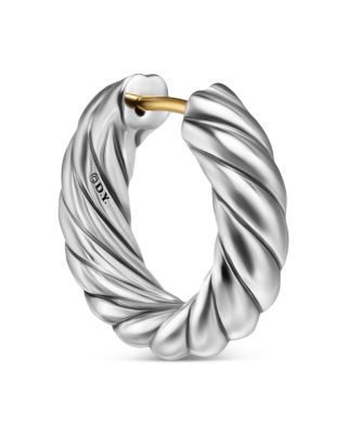 Sculpted Cable Hoop Earrings in Sterling Silver, 18.6mm