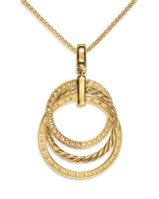 Crossover Trio Pendant Necklace in 18K Yellow Gold with Diamonds, 24mm
