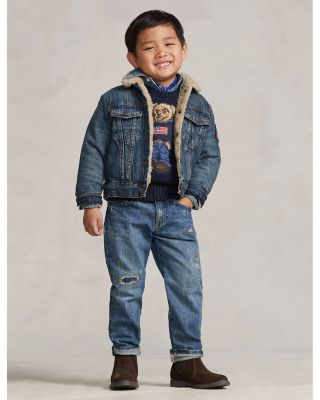 Boys' Teddy Fleece Lined Denim Trucker Jacket - Little Kid