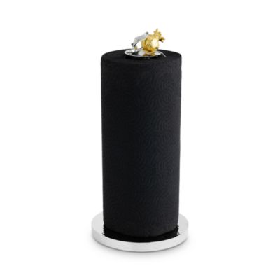 Pomegranate Silver and Gold Tone Paper Towel Holder