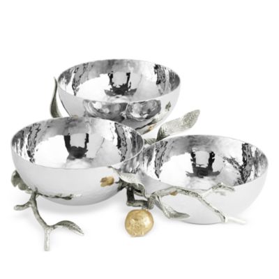Pomegranate Silver and Gold Triple Bowl