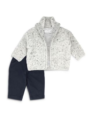 Miniclasix - Boys' Slub Tee, Cardigan Sweater & Pants Set - Baby