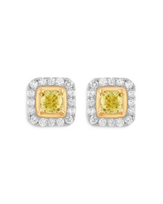 Bloomingdale's Fine Collection - Yellow & White Diamond Halo Stud Earrings in 14K Yellow & White Gold, 1.0 ct. t.w.