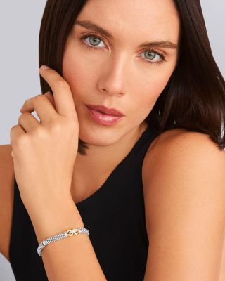 18K Yellow Gold & Sterling Silver Signature Caviar Diamond Buckle Link Bracelet