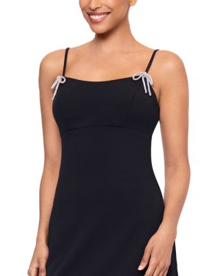 Scuba Crepe Rhinestone Bow Mini Dress - Exclusive