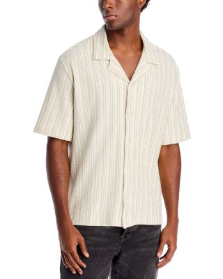 Madewell - Ciudad Cotton Blend Textured Stripe Slim Fit Button Down Camp Shirt