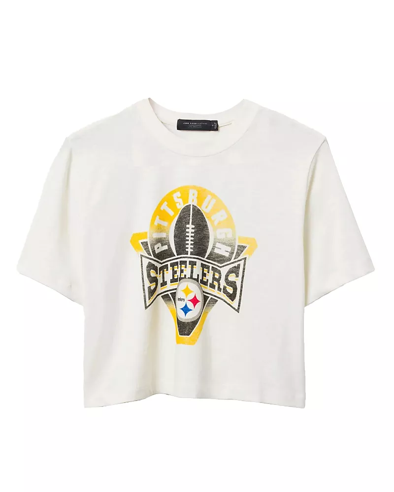 Junk Food Clothing Women's Nfl Pittsburgh Steelers Mock Neck Crop Tee