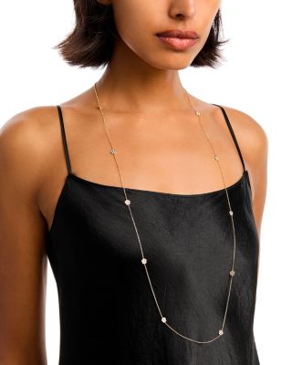 18K Yellow Gold Daisy By The Inch Diamond Flower Long Statement Necklace, 36"