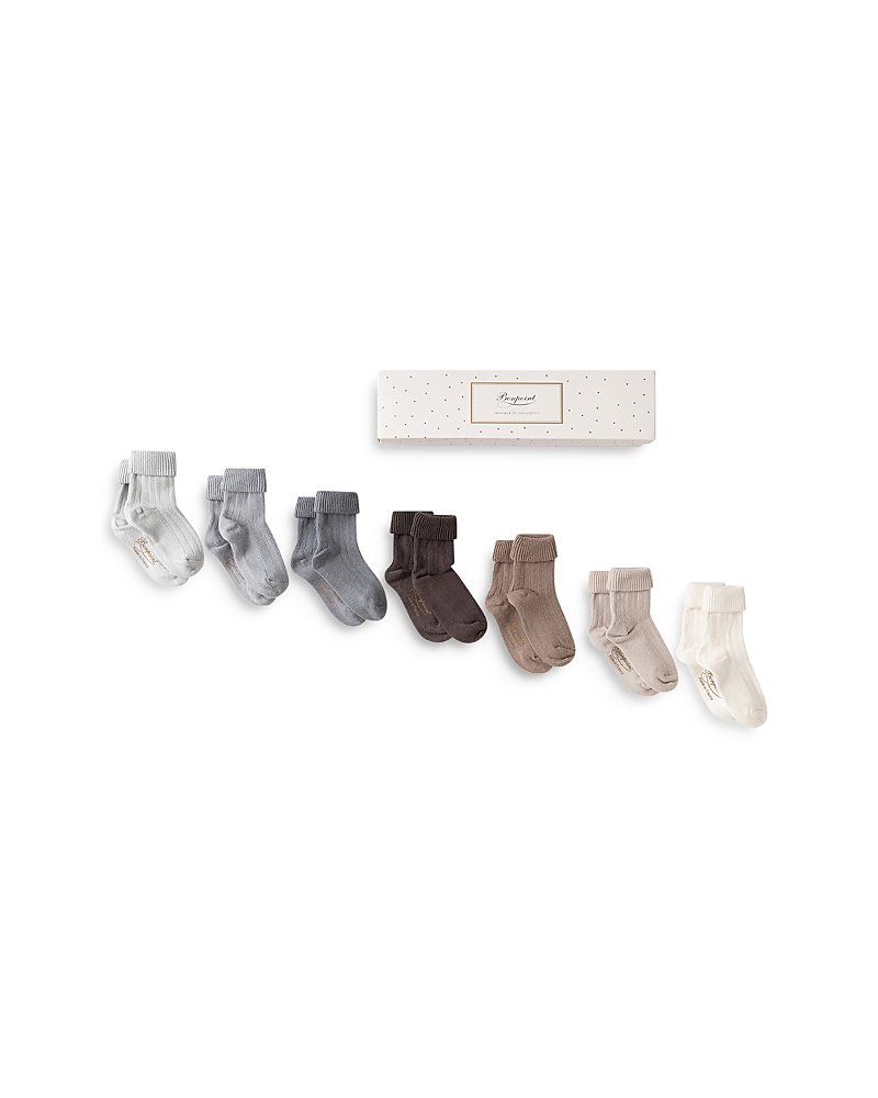 Bonpoint Unisex 7-piece Cuffed Sock Set - Baby In Bleu Du Nord