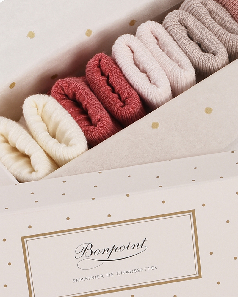 Bonpoint Sock Set Day Of The Week Faded Pink In Upb Rose Fane