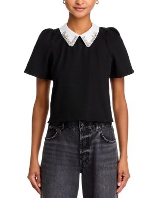 トップス melt the lady collared tops AQUA Embellished Collar Top - Exclusive | Bloomingdale's