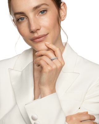 Crossover Two Row Ring in Sterling Silver with Diamonds, 7.5mm