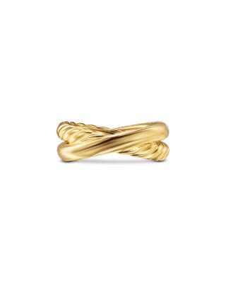 Crossover Two Row Ring in 18K Yellow Gold with Diamonds, 7.5mm