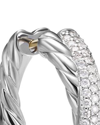 Crossover Hoop Earrings in Sterling Silver with Diamonds, 22.4mm