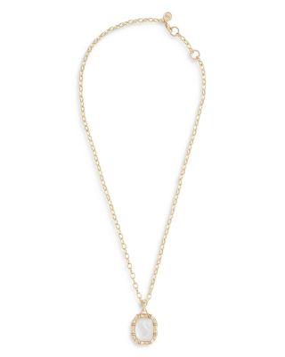 Anabel Aram - Bamboo White Stone Pendant Necklace in 18K Gold Plated, 18"- 20"