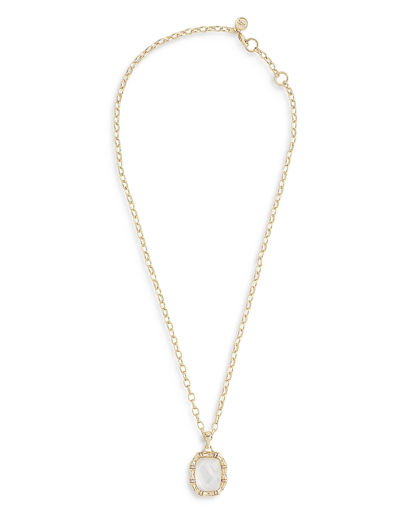 Anabel Aram Bamboo White Stone Pendant Necklace in 18K Gold Plated, 18