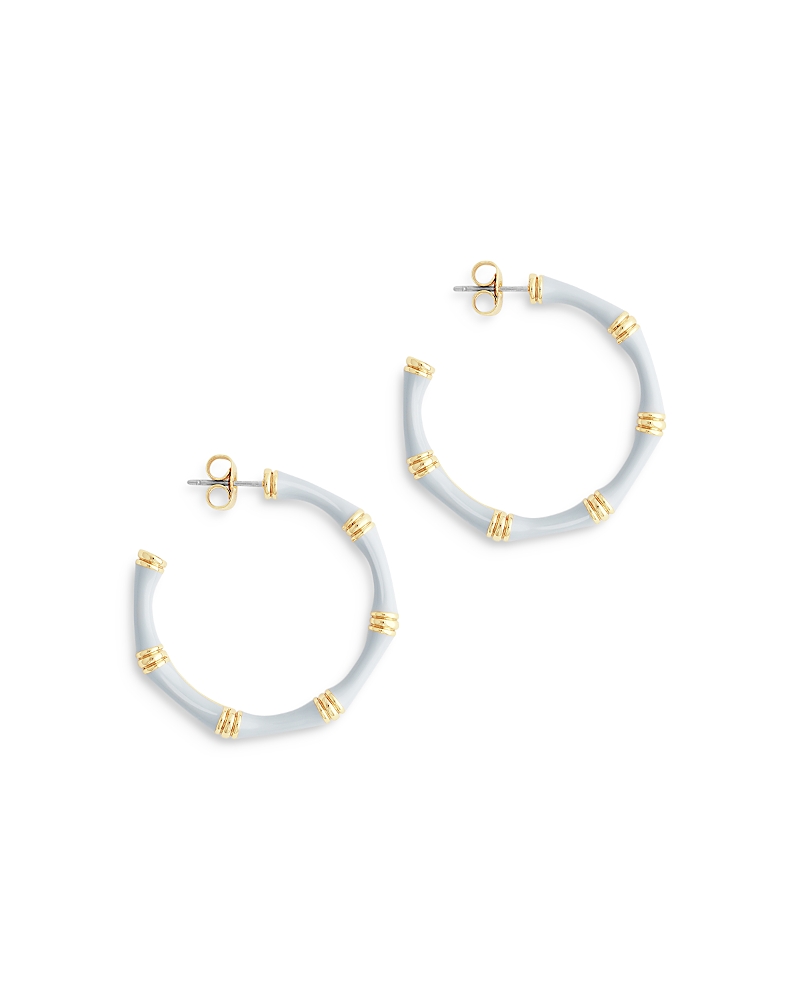 Anabel Aram Enamel Bamboo Shaped Hoop Earrings In Blue
