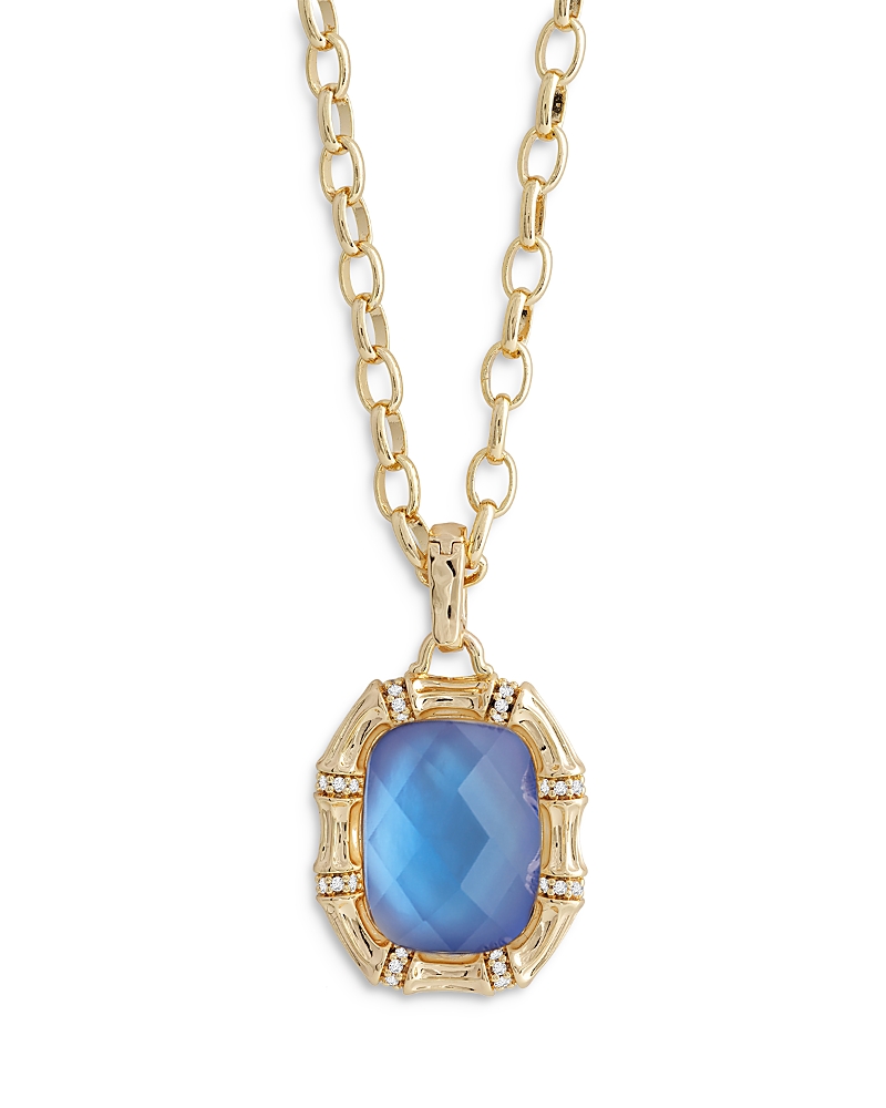Anabel Aram Bamboo Stone Pendant Necklace In 18k Gold Plated, 18- 20 In Blue/gold