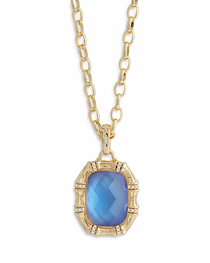 Anabel Aram Bamboo Stone Pendant Necklace in 18K Gold Plated, 18