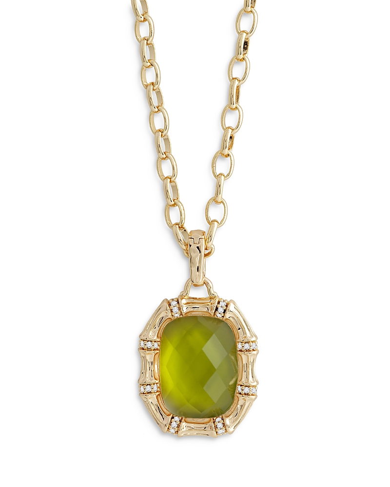Anabel Aram Bamboo Stone Pendant Necklace in 18K Gold Plated, 18- 20