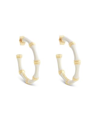 Enamel Bamboo Shaped Hoop Earrings