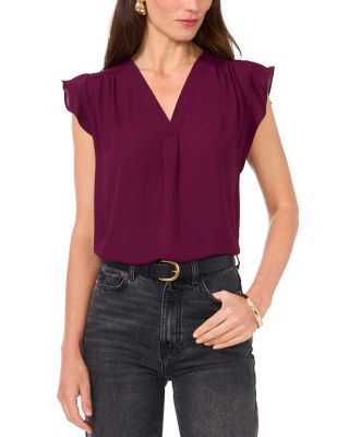 VINCE CAMUTO - V Neck Flutter Sleeve Top