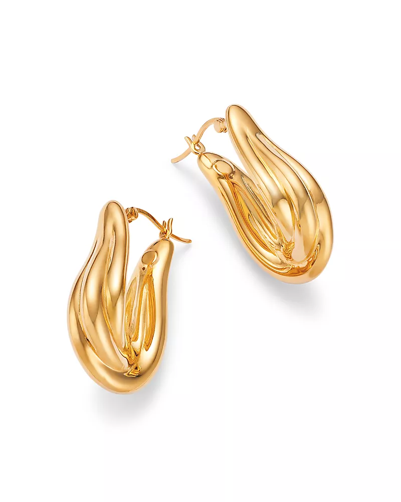Bloomingdale's Fine Collection Polished Graduated Hoop Earrings in 14K Yellow Gold