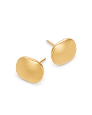 Polished Oval Stud Earrings in 14K Yellow Gold