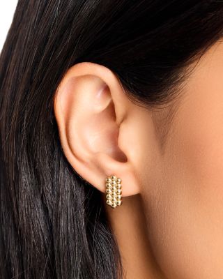 Multi Bead Hexagon Statement Earrings in 14K Yellow Gold