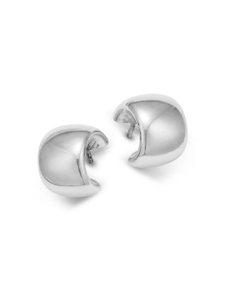 AQUA - Polished Classic Huggie Hoop Earrings in Sterling Silver